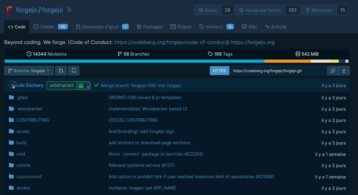 Screenshot of Forgejo
