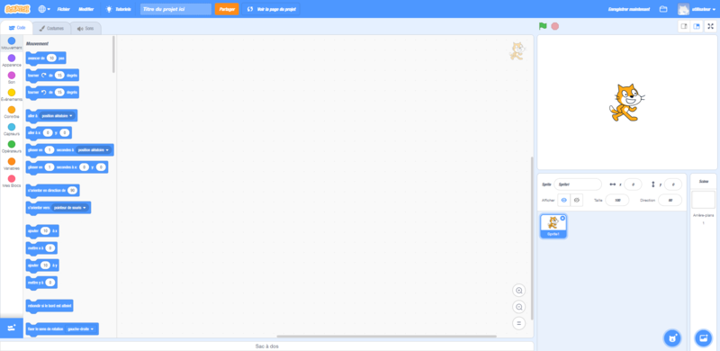 Capture d’écran de Scratch